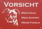 Preview: Aluminium Warnschild American Staffordshire VORSICHT Mein Haus mein Garten meine Familie